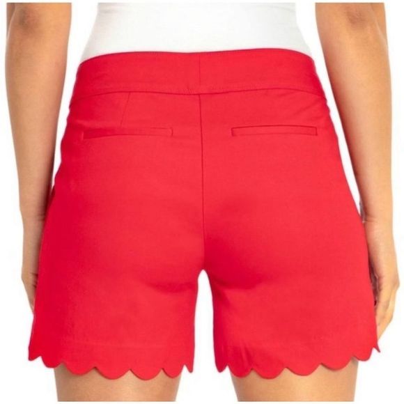 Isaac Mizrahi Red/Pink Scalloped Shorts Size 4 - Picture 2 of 7